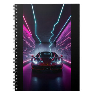 Red Ferrari in Neon Notizblock