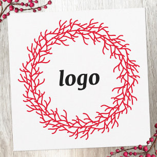 Red Festival Wreath Logo Business Feiertagskarte