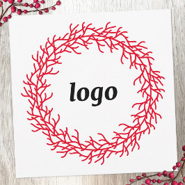Red Festival Wreath Logo Business Feiertagskarte