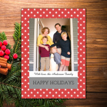 Red Festivals Stars Holiday Foto Flat Card