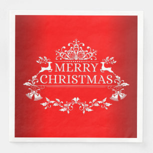 Red Festive Frohe Weihnachtszeitung Napkin Serviette