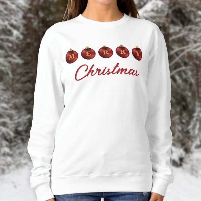 Red Festive Weihnachtsbaubles Frohen Weihnachtstex Sweatshirt (Festive design for the Holiday season.)