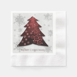 Red Festive Weihnachtsbaumpapier Napkin Serviette