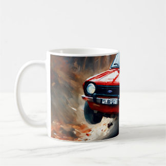 Red Fiesta Kundgebung Car: Racing durch waldreiche Kaffeetasse