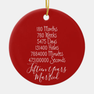 Red Fifteenth Anniversary 15th Keramik Ornament