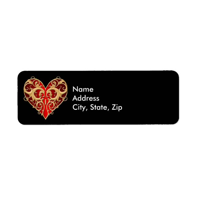 Red Filigree Heart Address Labels (Vorne)