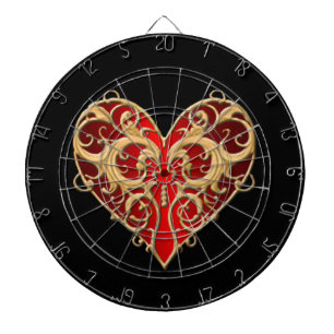 Red Filigree Heart Dart Board Dartscheibe
