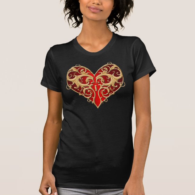 Red Filigree Heart Shirt (Vorderseite)