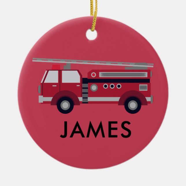 Red Fire LKW Personalisiert Weihnachtsschmuck (Vorne)