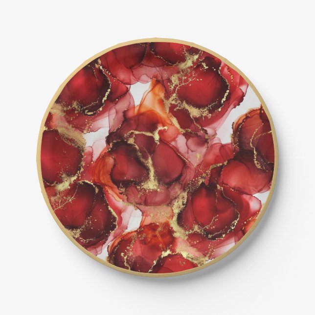 Red Fire Pattern Pappteller (Vorderseite)