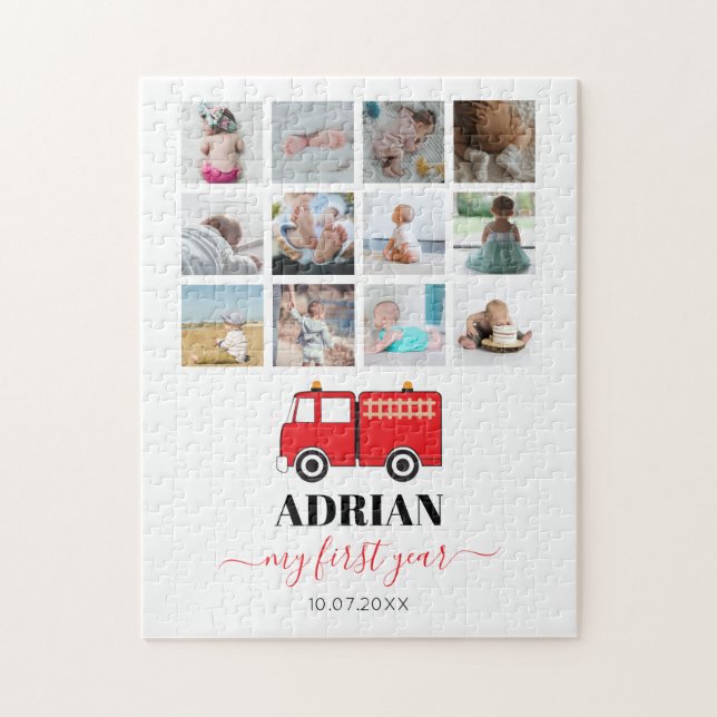Red Fire Truck Baby First Year Foto Collage Puzzle (Vertikal)
