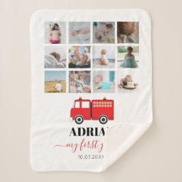 Red Fire Truck Baby First Year Foto Collage Sherpadecke