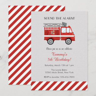 Red Fire Truck Birthday Einladung