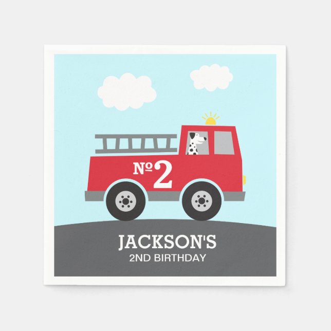 Red Fire Truck Birthday Serviette (Vorderseite)