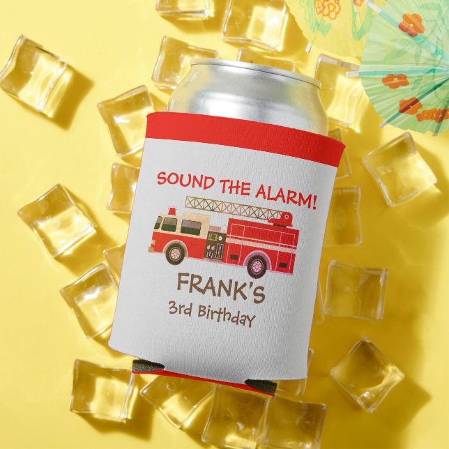 Red Fire Truck Feuerwehrmann Geburtstagsparty Dosenkühler (In Situ Sommer)
