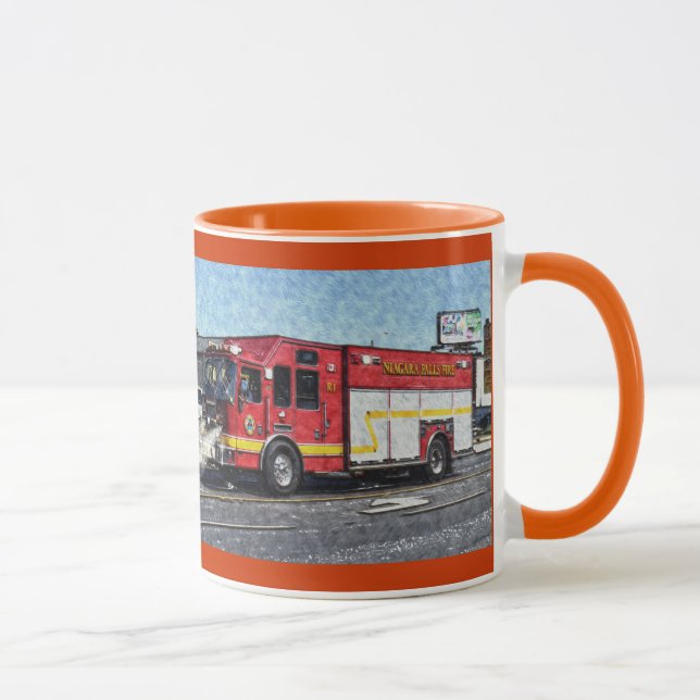 Red Fire Truck Feuerwehrmann's Drinking Tasse (Rechts)