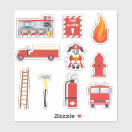 Red Fire Truck Kinder Bildung Aufkleber
