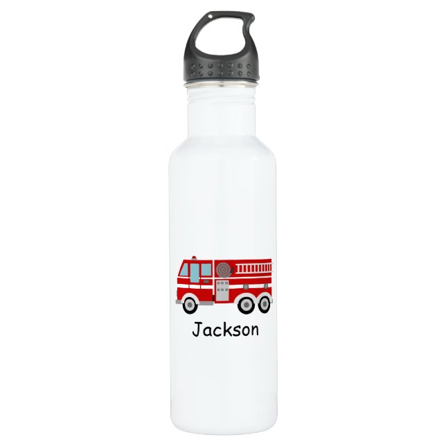 Red Fire Truck Kinder Personalisiert Edelstahlflasche (Vorderseite)