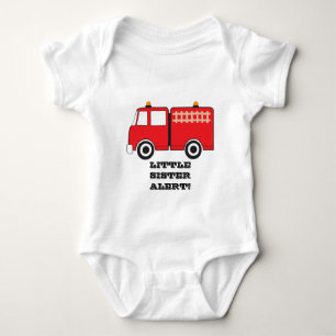 Red Fire Truck Kleine Schwester Alert! Baby Strampler