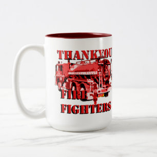 Red Fire Truck mit Thankyou Fire Fighting Logo, Zweifarbige Tasse