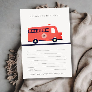 Red Fire Truck Motor Ratschläge für Mum Baby Showe Begleitkarte