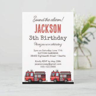 Red Fire Truck Party Décor | Custom Kids Birthday Einladung