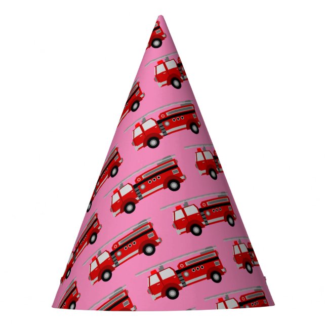Red Fire Truck Party Hat Partyhütchen (Vorderseite)