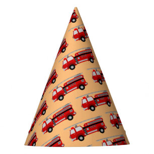 Red Fire Truck Party Hat Partyhütchen