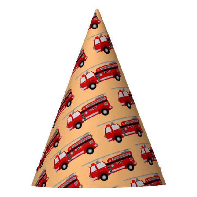 Red Fire Truck Party Hat Partyhütchen (Vorderseite)