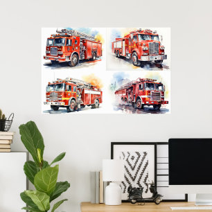 Red Fire Truck Poster