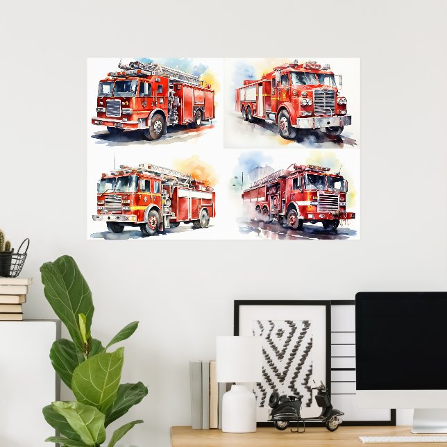 Red Fire Truck Poster (Heimbüro)