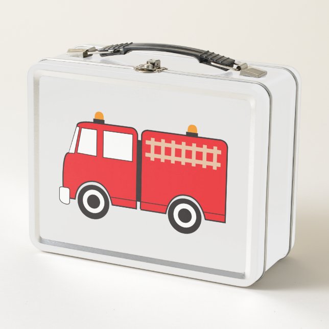 Red Fire Truck School Metall Brotdose (Vorderseite)