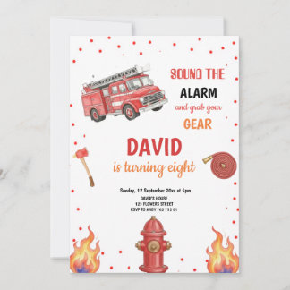 RED FIREFIGHTER BIRTHDAY PARTY INVITATION EINLADUNG