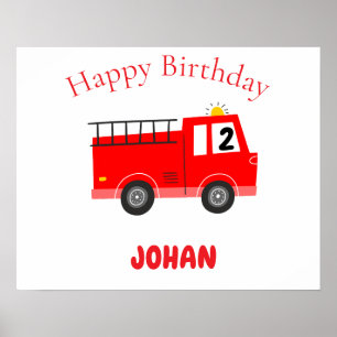 Red Fireruck Birthday Gästebuch