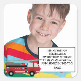 Red Firetruck Birthday Party Danke Sticker