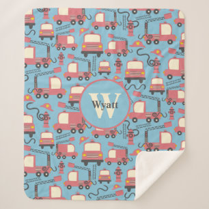 Red Firetrucks Feuerwehrmann Kinder Personalisiert Sherpadecke