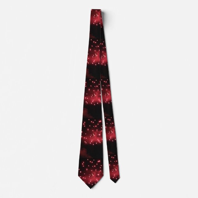 Red Fireworks auf Black Sky Foto Neck Ties Krawatte (Vorderseite)