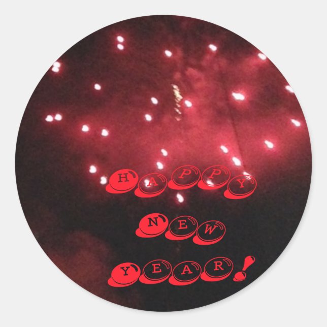 Red Fireworks Happy New Year Custom Stickers (Vorderseite)