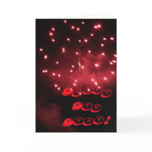 Red Fireworks Happy New Year Greeting Cards