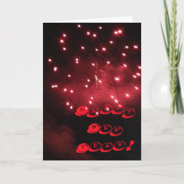 Red Fireworks Happy New Year Greeting Cards Feiertagskarte