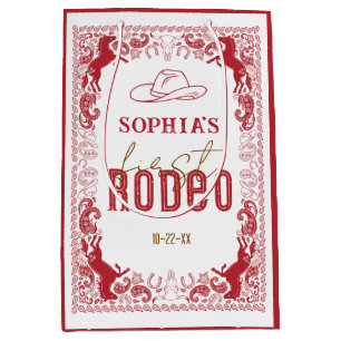Red First Rodeo Birthday Favor Bag - Western Cowbo Mittlere Geschenktüte