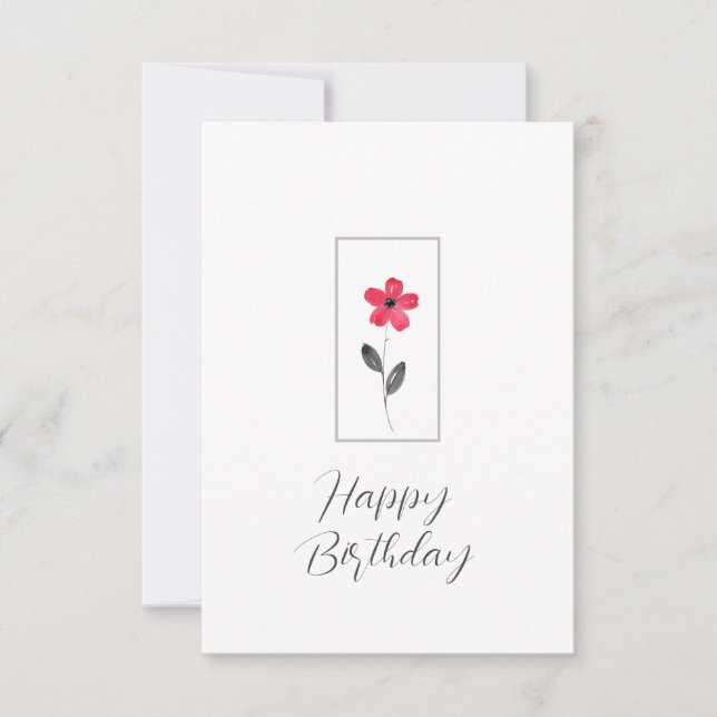 Red Five Petal Watercolor Blume Karte (Vorderseite)