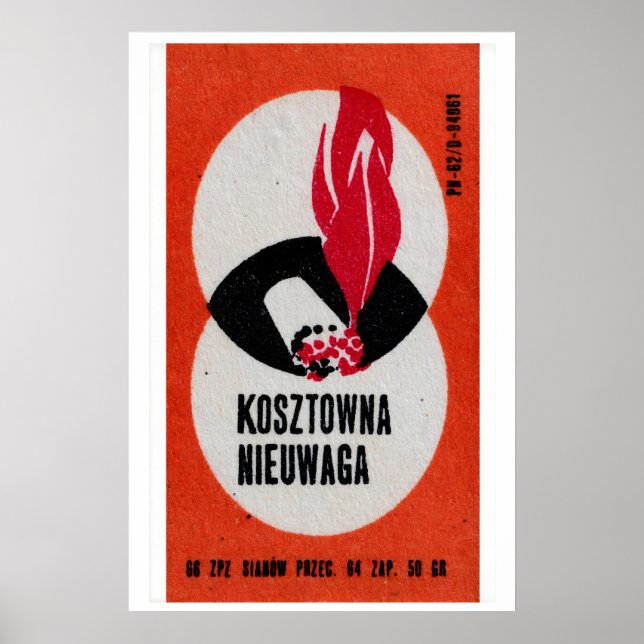 Red Flame and Matchstick Matchbox Art Print Poster (Vorne)