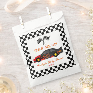 Red Flame Race Car Ready Set Go Baby Dusche Geschenktütchen