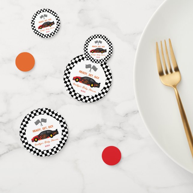 Red Flame Race Car Ready Set Go Baby Dusche Konfetti (Gruppe)