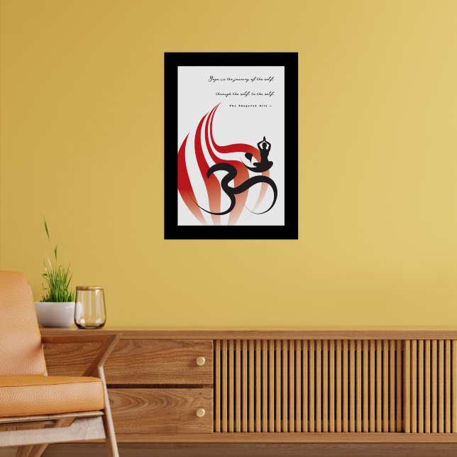 Red Flame Yoga & Modern Zen Calligraphy Om Om Poster (Wohnzimmer 2)