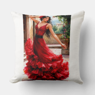 Red Flamenco Elegance - Spanish Beauty Art Kissen