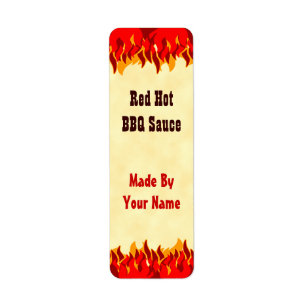 Red Flames Custom GRILLEN Sauce Canning Labels Sma