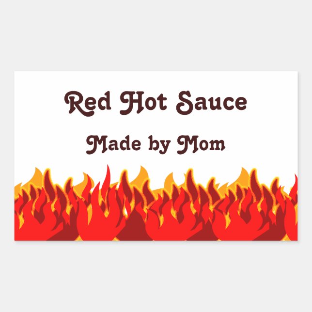 Red Flames Custom Jar oder Canning Labels Rechteckiger Aufkleber (Vorderseite)