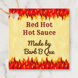 Red Flames Custom Retro GRILLEN Hot Sauce Tag Geschenkanhänger